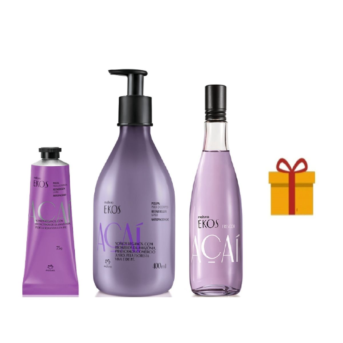 NATURA - kit ekos acai crema 400ml + frescor + crema manos + regalo