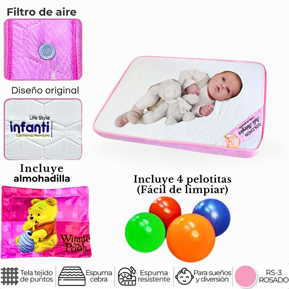 GENERICO - Colchón Infanti De 4 Para Bebes