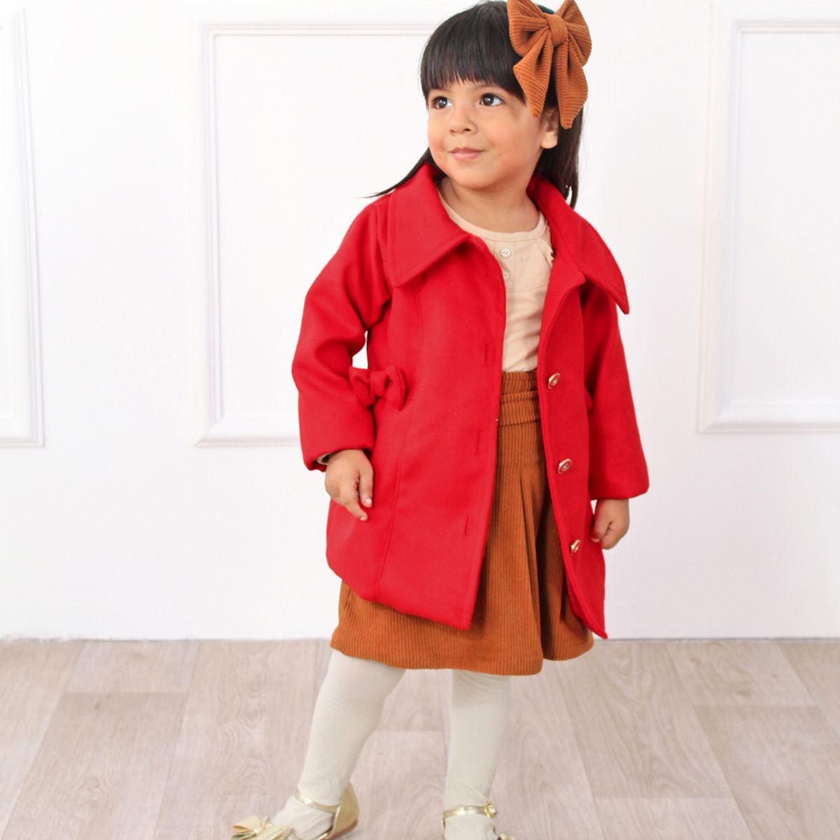 KIDS MASHMELO - ABRIGO CORTE PRINCESA Y LAZOS EN EL LATERAL PARA NIÑA KIDS MASHMELO