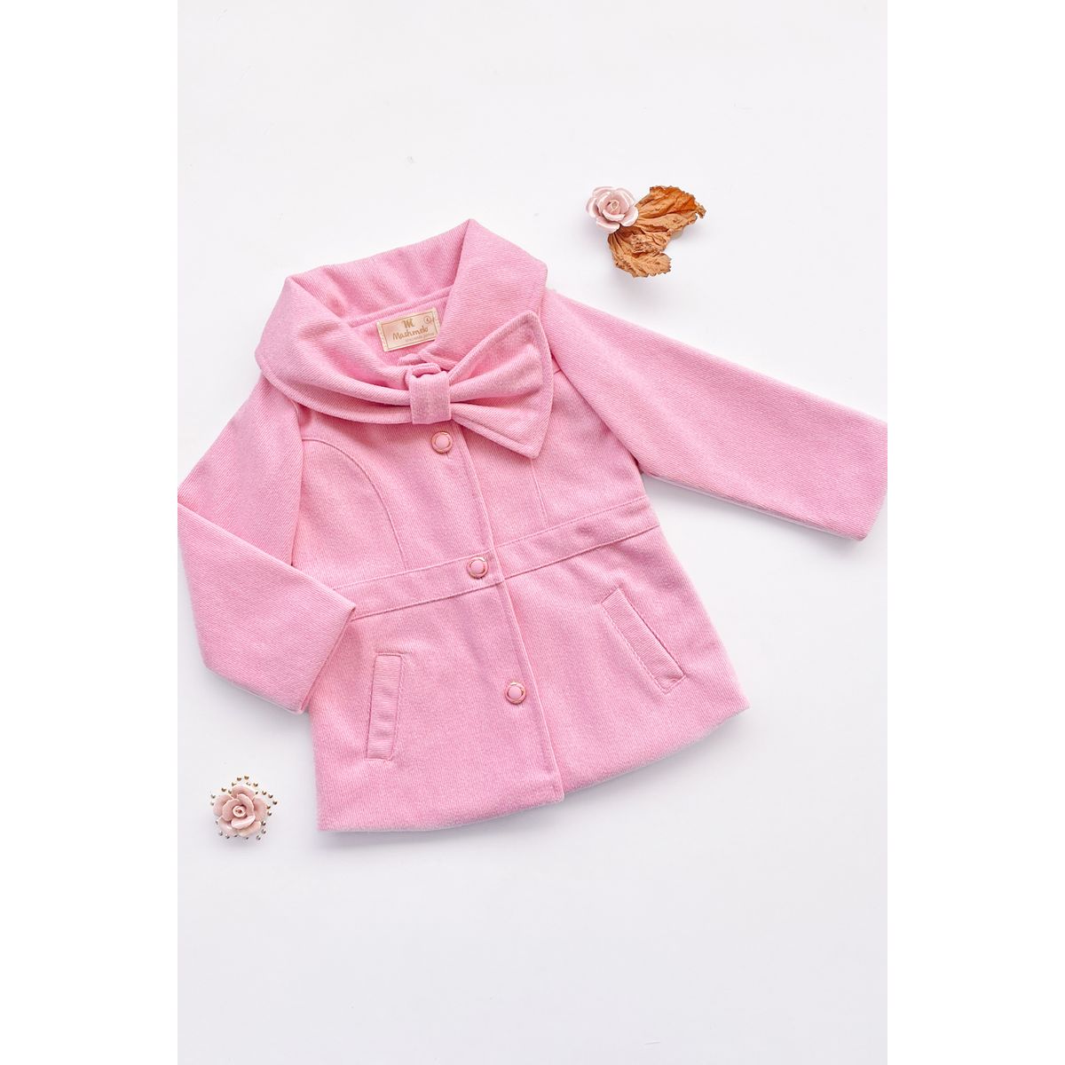 KIDS MASHMELO - ABRIGO PARA NIÑA EN PAÑO CON CUELLO EN FORMA DE LAZO KIDS MASHMELO