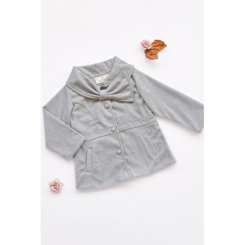 KIDS MASHMELO - ABRIGO PARA NIÑA EN PAÑO CON CUELLO EN FORMA DE LAZO KIDS MASHMELO