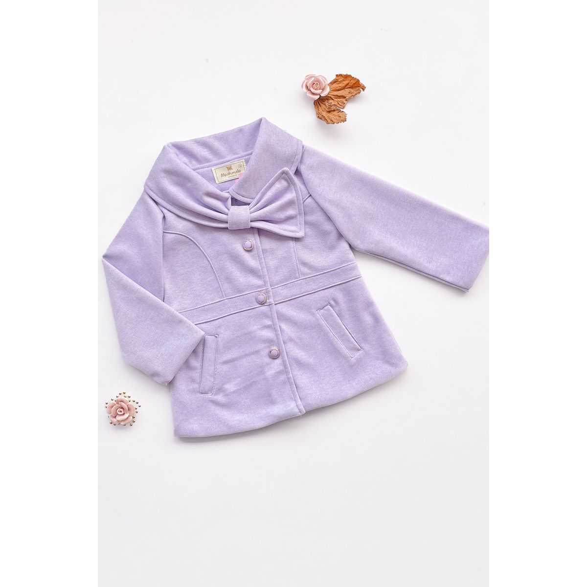 KIDS MASHMELO - ABRIGO PARA NIÑA EN PAÑO CON CUELLO EN FORMA DE LAZO KIDS MASHMELO