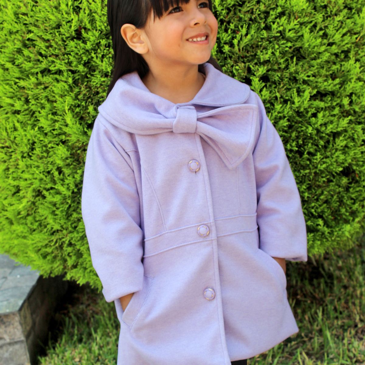 KIDS MASHMELO - ABRIGO PARA NIÑA EN PAÑO CON CUELLO EN FORMA DE LAZO KIDS MASHMELO