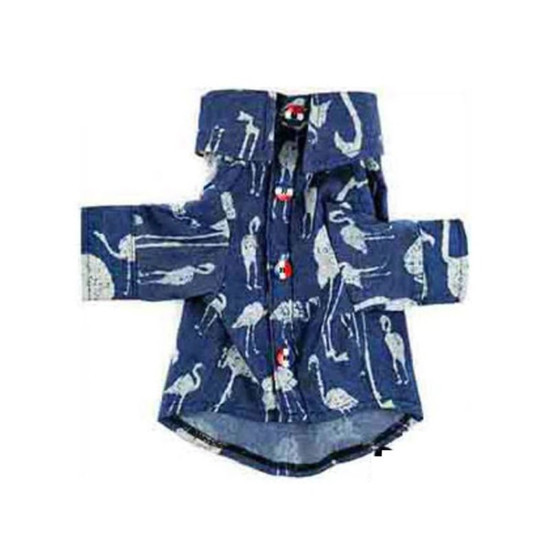 GENERICO - CAMISA PARA MASCOTAS AZUL Y DISEÑO DE FLAMINGOS - TALLA 3XL