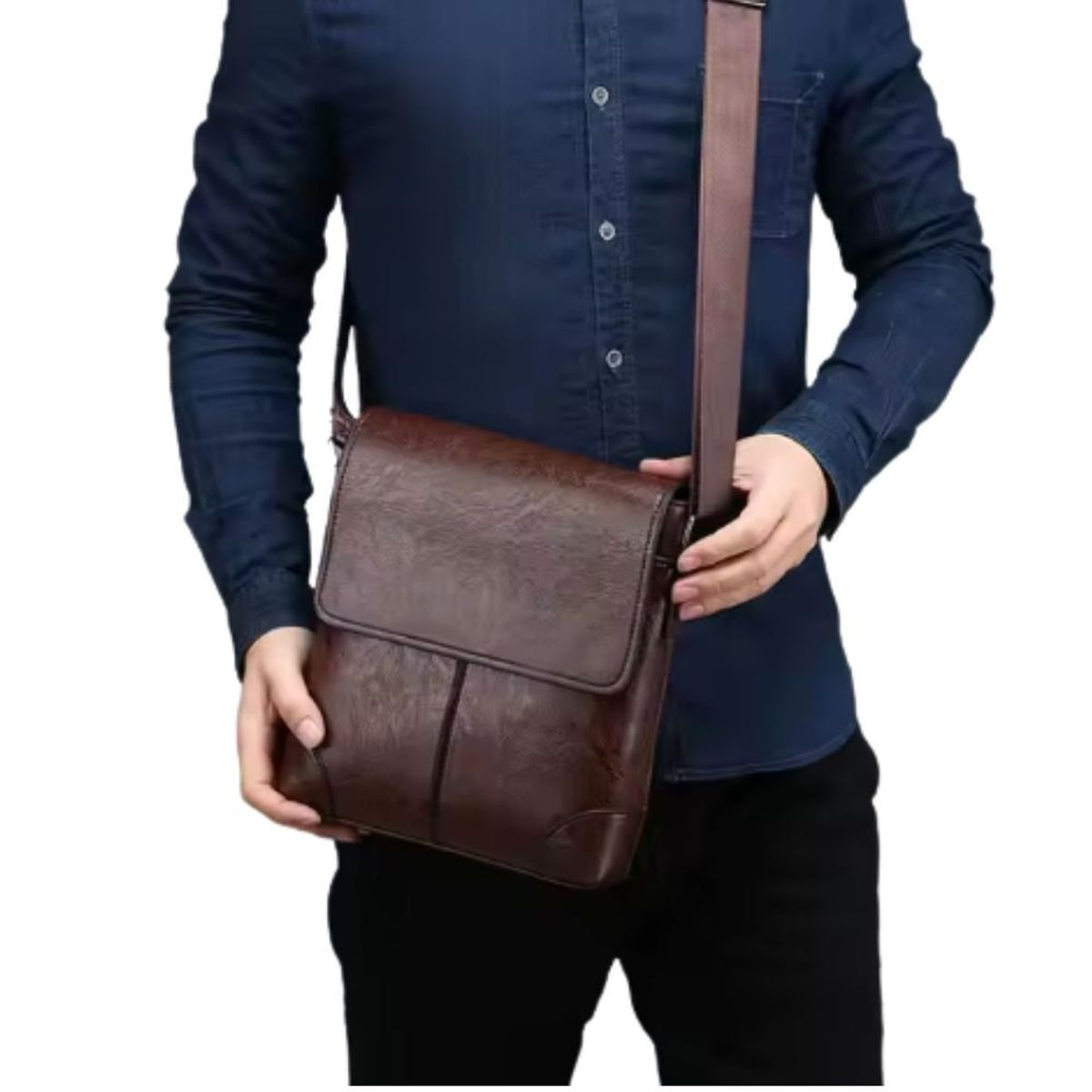 GENERICO - Bolso de lujo de cuero PU para hombre casual