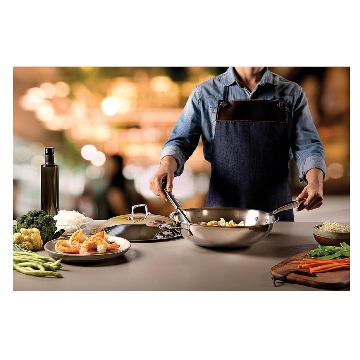 TRAMONTINA - Sartén WOK TRAMONTINA Professional 32cm aceinox-b