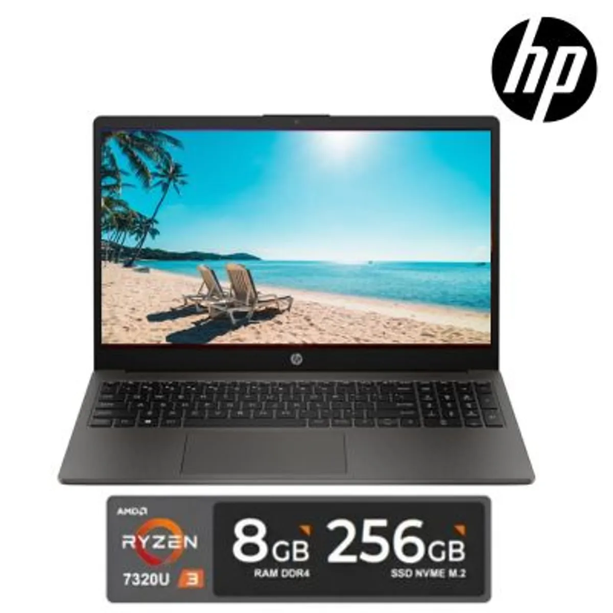 HP - Laptop HP 255 G10 AMD Ryzen 3 -7330U 8GB RAM 256GB SSD 15.6" HD Windows 81U53LT - Negro