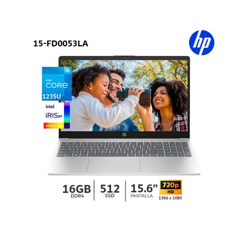 HP - Laptop HP 15-FD0053LA Intel Core i5 1235U 16GB RAM 512GB SSD 15.6 HD Dorado Cálido - A47BMLA