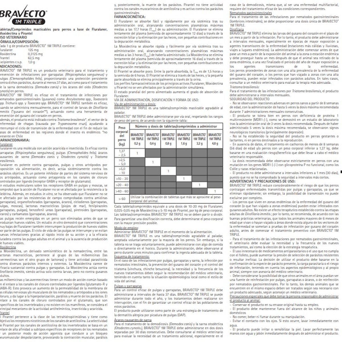 BRAVECTO - Antipulga Bravecto 20-40KG x 3 Tab Protección Total 111 Días