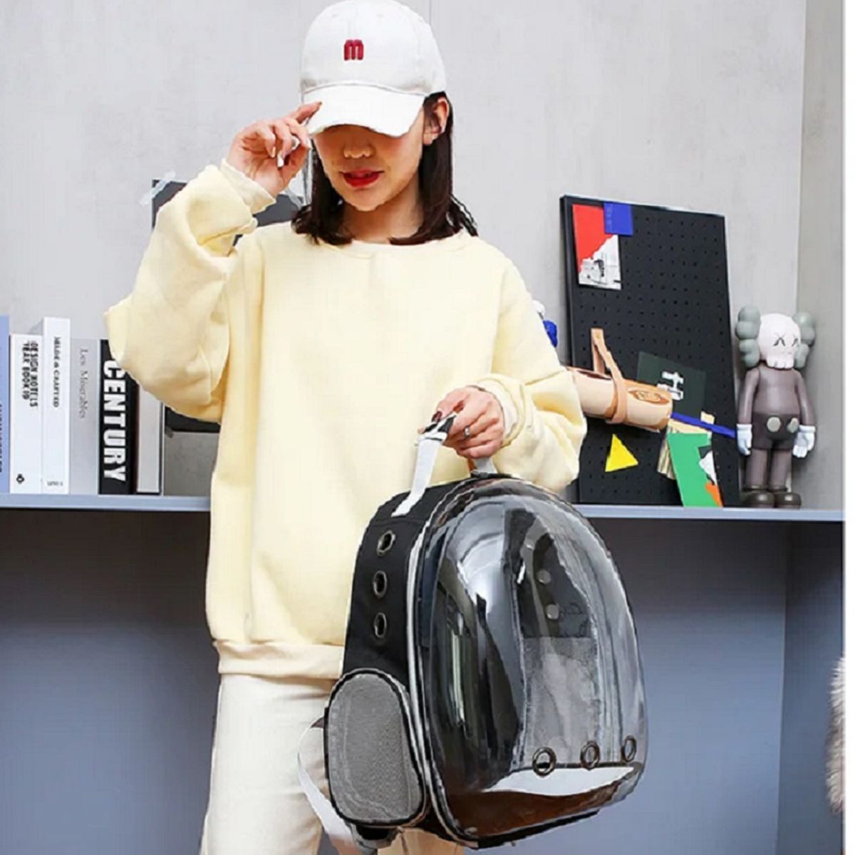 GENERICO - Mochila De Mascota Transparente Para Perros Y Gatos Negro