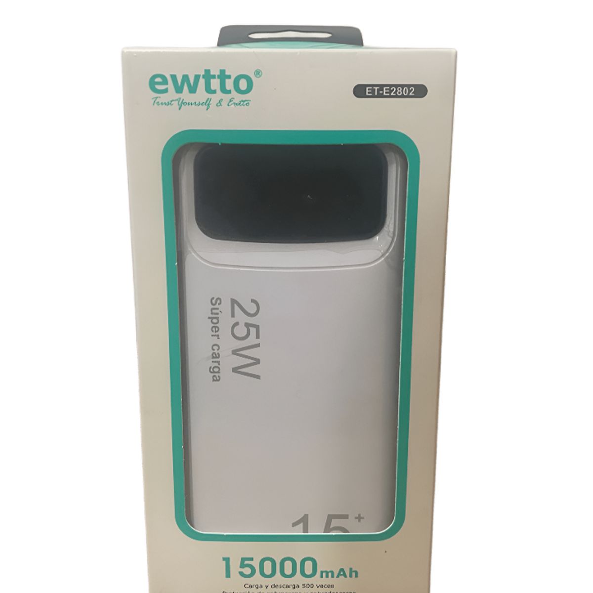 EWTTO - EWTTO Power Bank Blanco ET-E2802 15000mAh Carga Rápida con Pantalla Digital