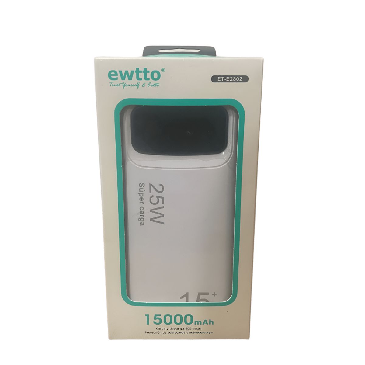 EWTTO - EWTTO Power Bank Blanco ET-E2802 15000mAh Carga Rápida con Pantalla Digital