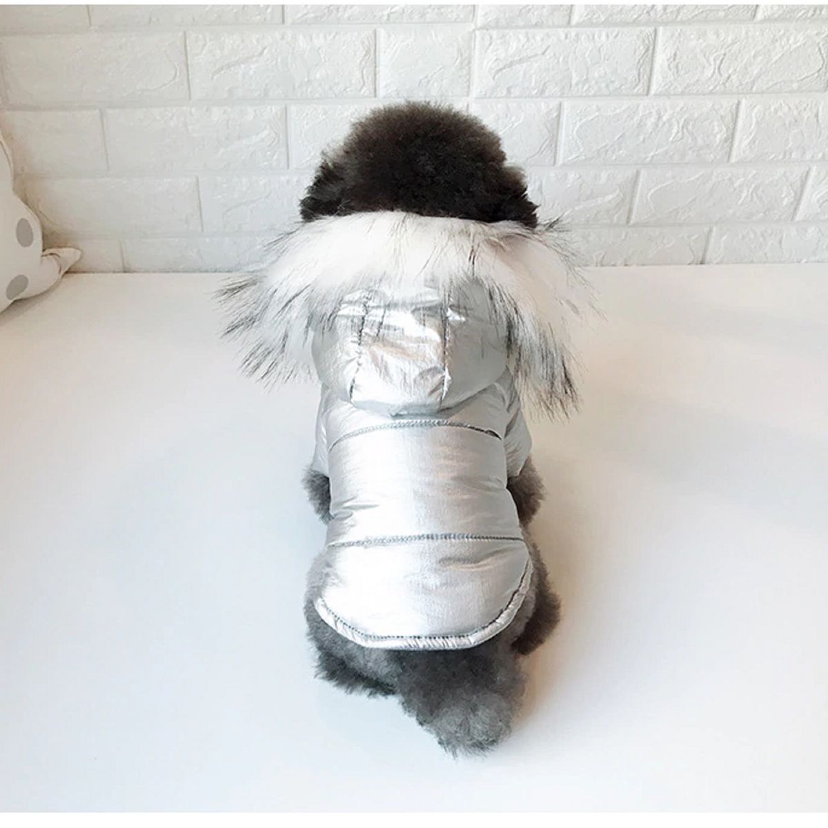 GENERICO - CASACA TÉRMICA ACOLCHADA PLATEADA PARA MASCOTAS  TALLA XL