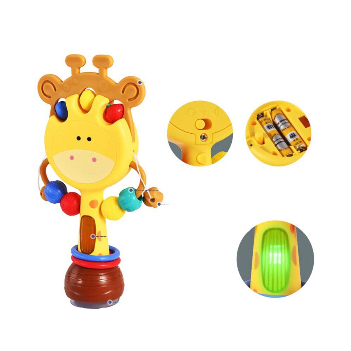 GENERICO - SONAJERO MUSICAL TAMBOR EN FORMA DE JIRAFA
