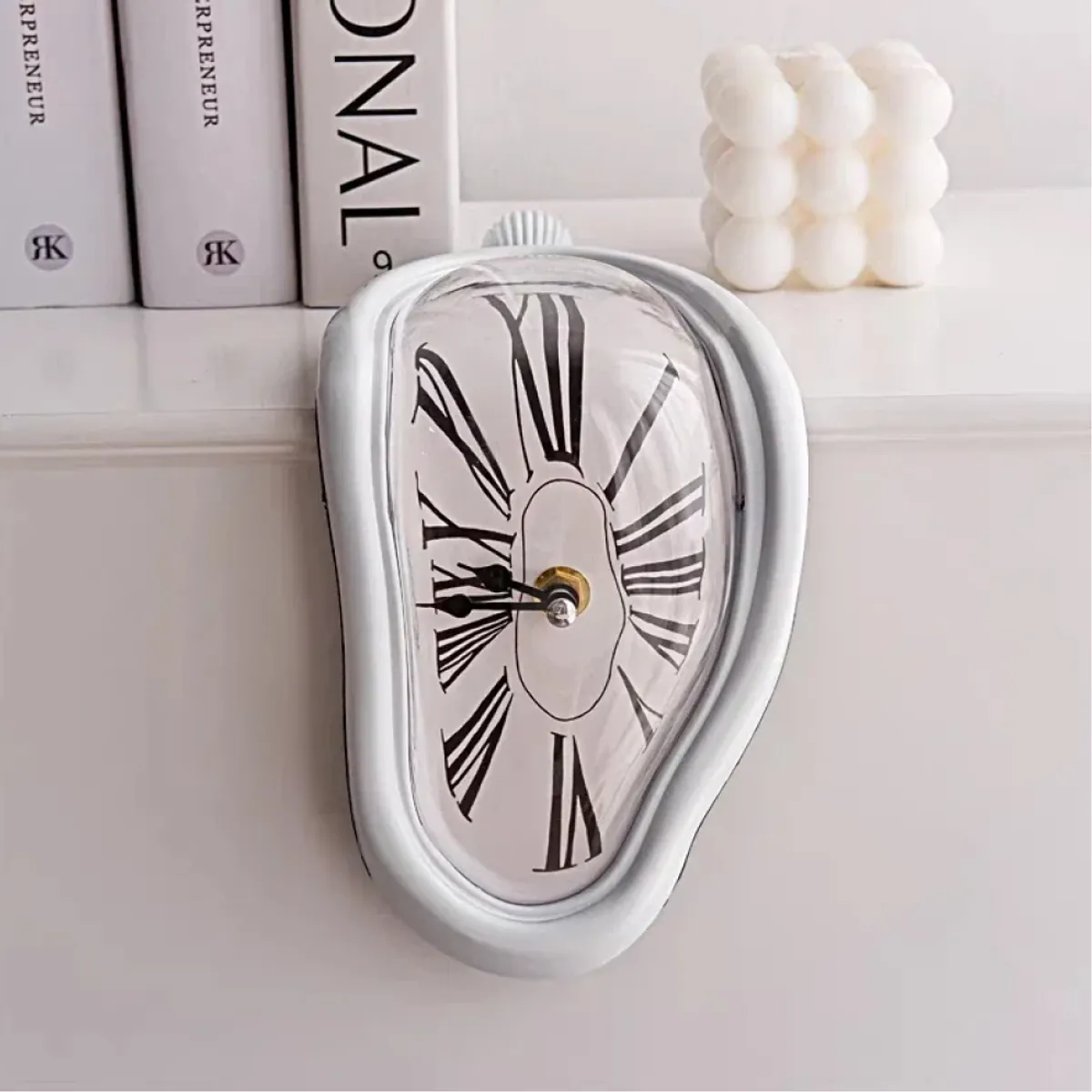 GENERICO - Reloj de mesa o estante Estilo Dalí Derretido Blanco