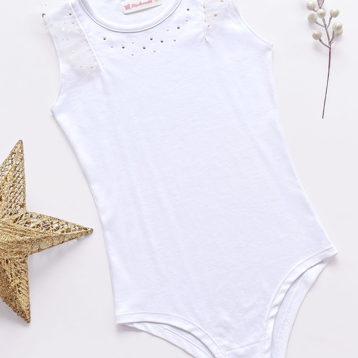 KIDS MASHMELO - BODY CON ALITAS DE TULL Y ESTRELLAS PARA NIÑA KIDS MASHMELO