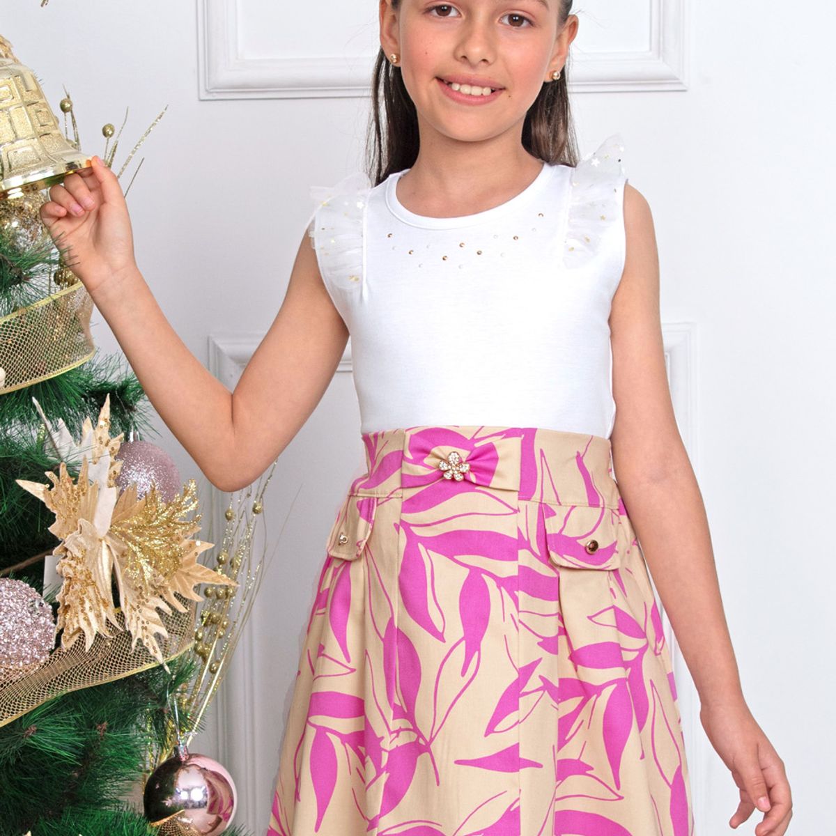 KIDS MASHMELO - BODY CON ALITAS DE TULL Y ESTRELLAS PARA NIÑA KIDS MASHMELO