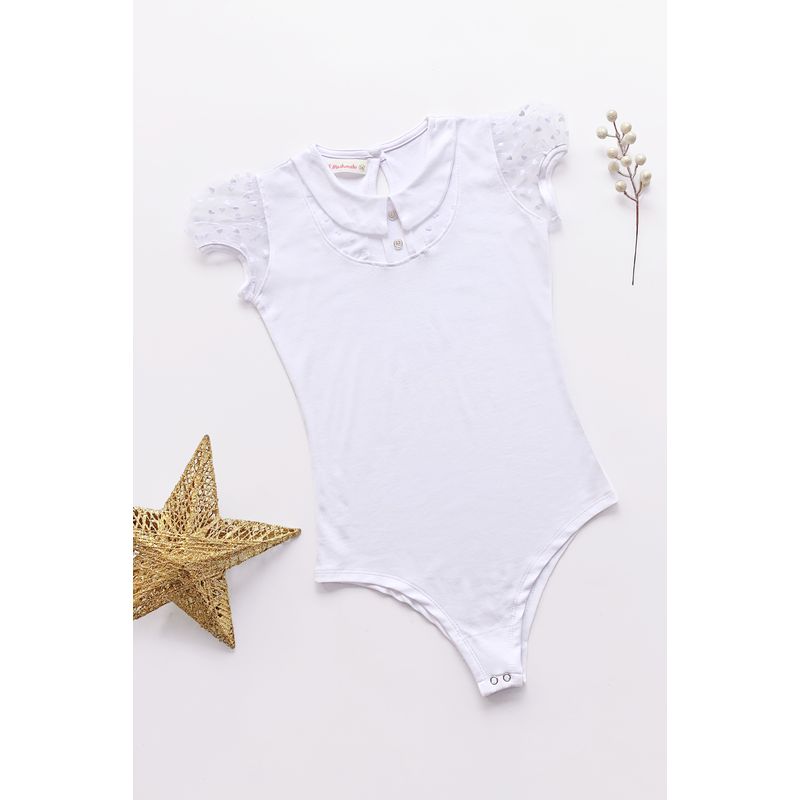 KIDS MASHMELO - BODY CUELLO BB Y MANGAS DE TULL CARRUGADAS PARA NIÑA KIDS MASHMELO