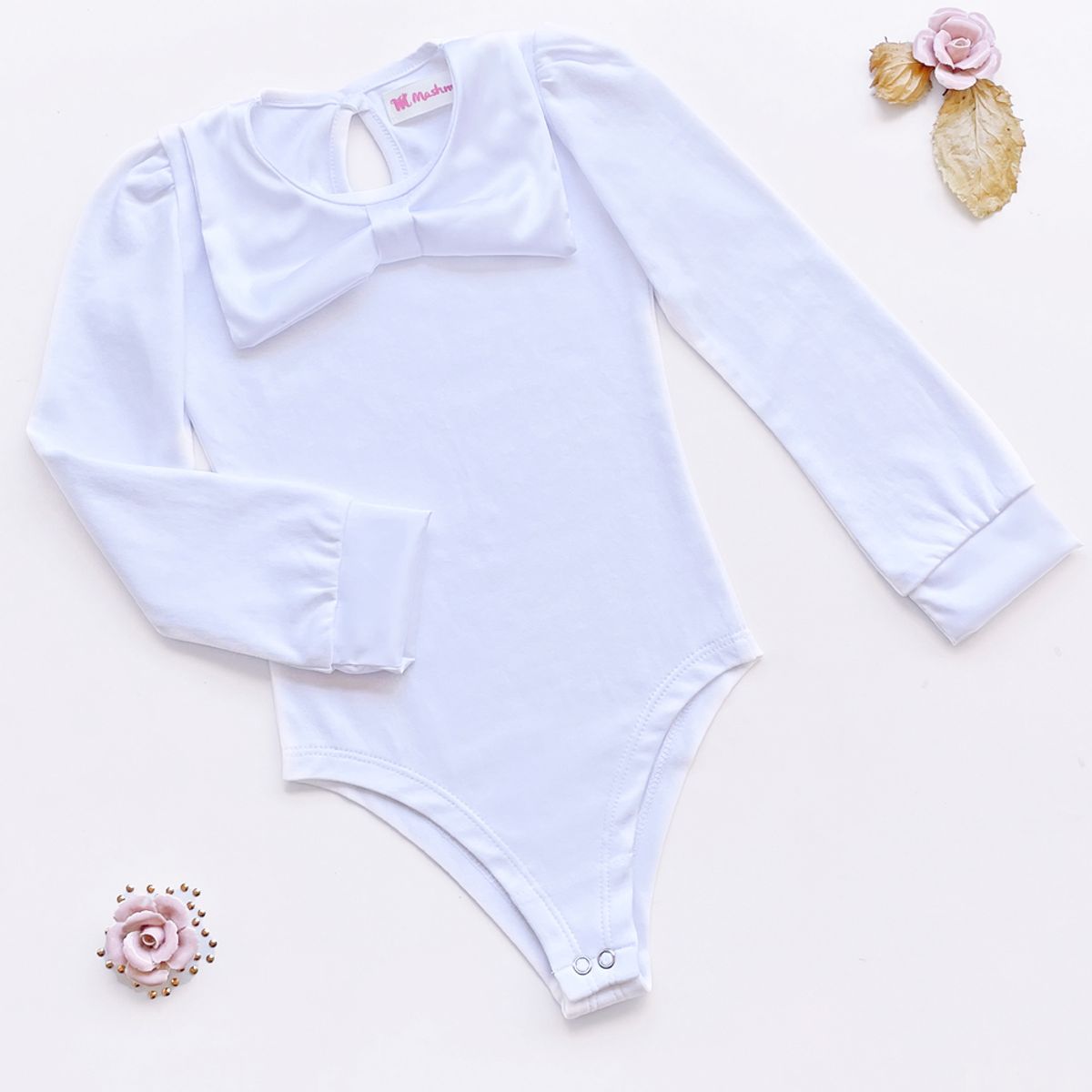 KIDS MASHMELO - BODY CON LAZO DE SEDA Y MANGAS ABULLONADAS PARA NIÑA KIDS MASHMELO