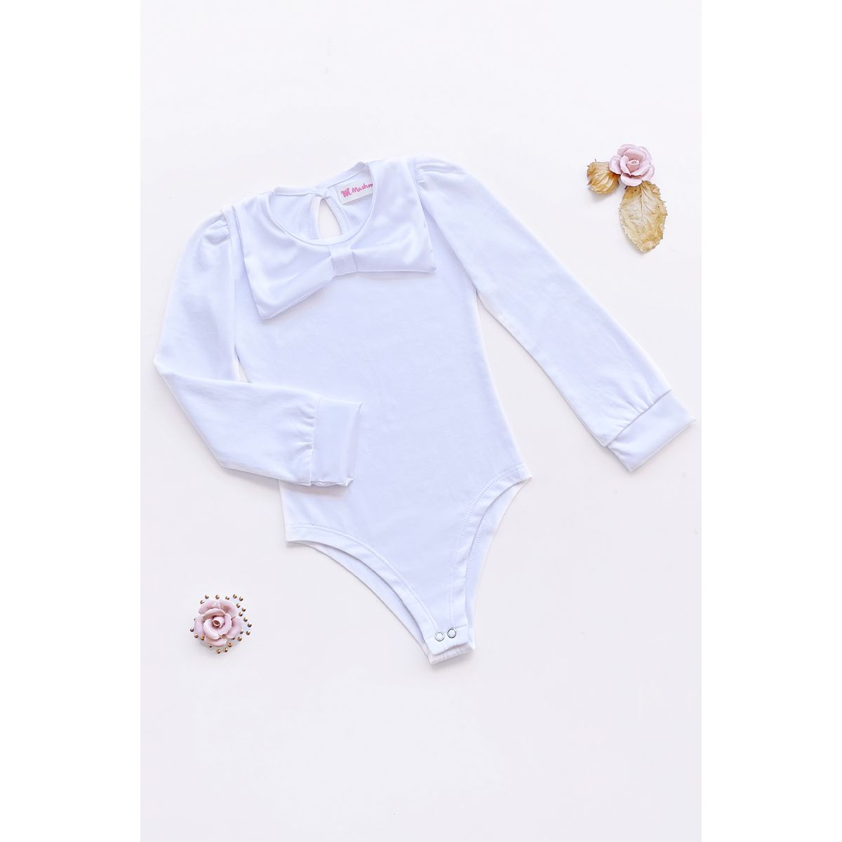 KIDS MASHMELO - BODY CON LAZO DE SEDA Y MANGAS ABULLONADAS PARA NIÑA KIDS MASHMELO