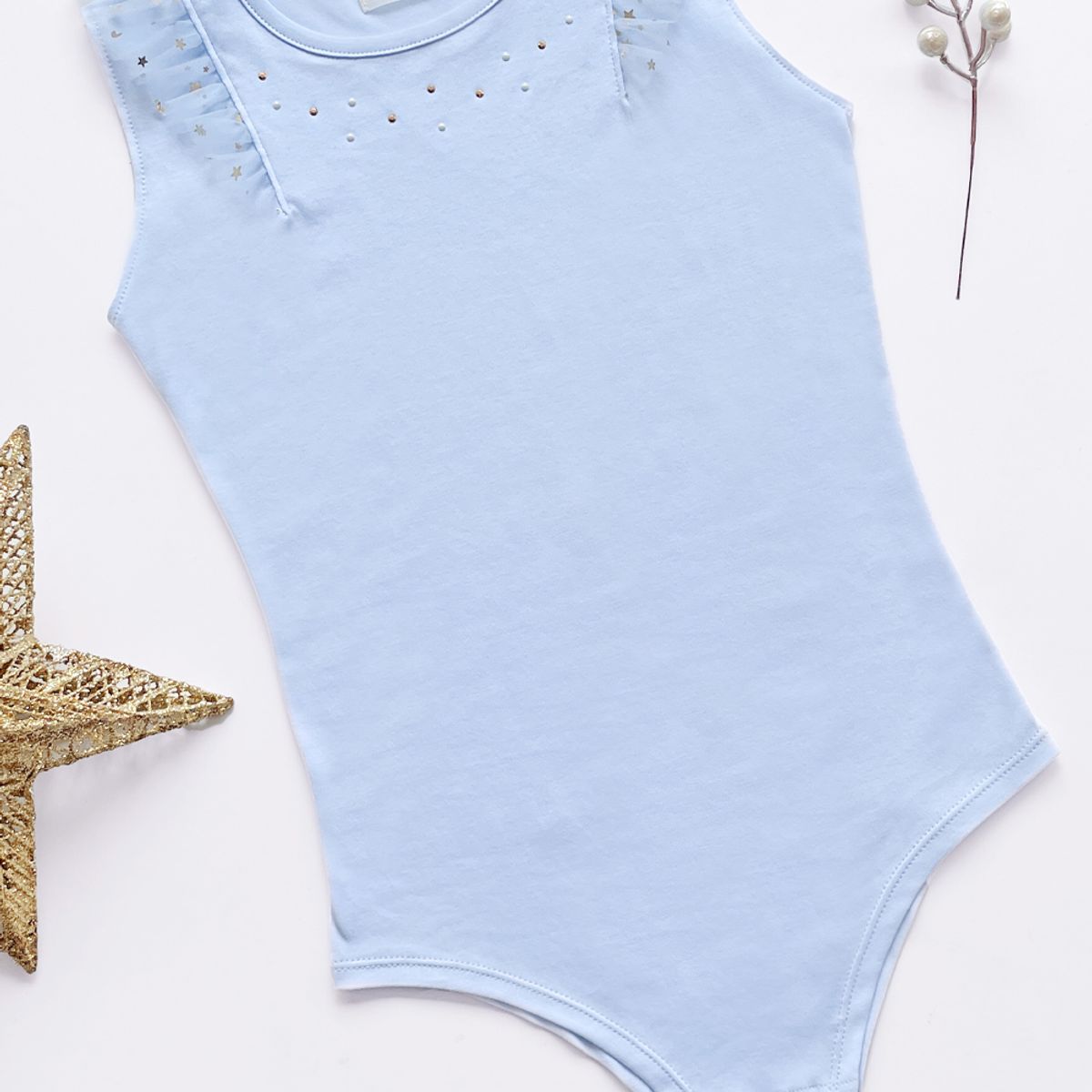 KIDS MASHMELO - BODY CON ALITAS DE TULL Y ESTRELLAS PARA NIÑA KIDS MASHMELO