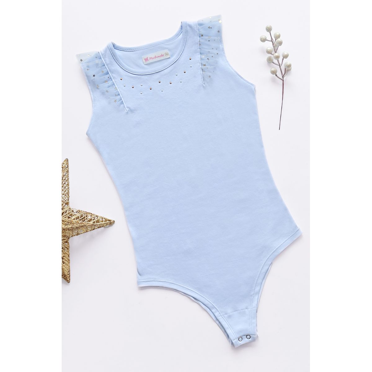 KIDS MASHMELO - BODY CON ALITAS DE TULL Y ESTRELLAS PARA NIÑA KIDS MASHMELO