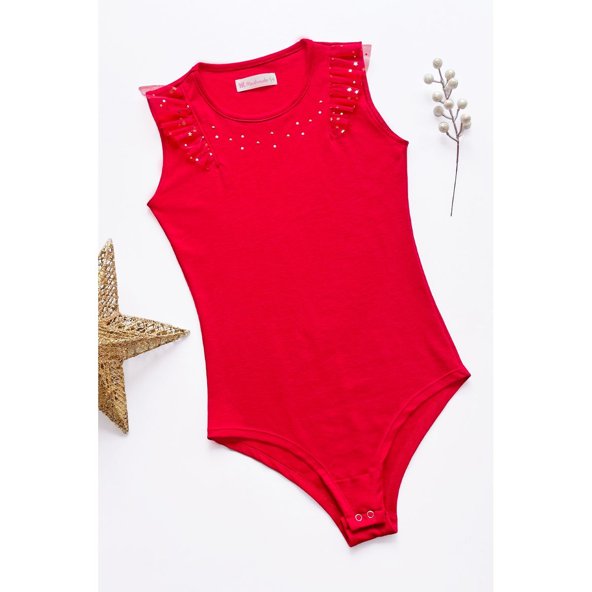 KIDS MASHMELO - BODY CON ALITAS DE TULL Y ESTRELLAS PARA NIÑA KIDS MASHMELO