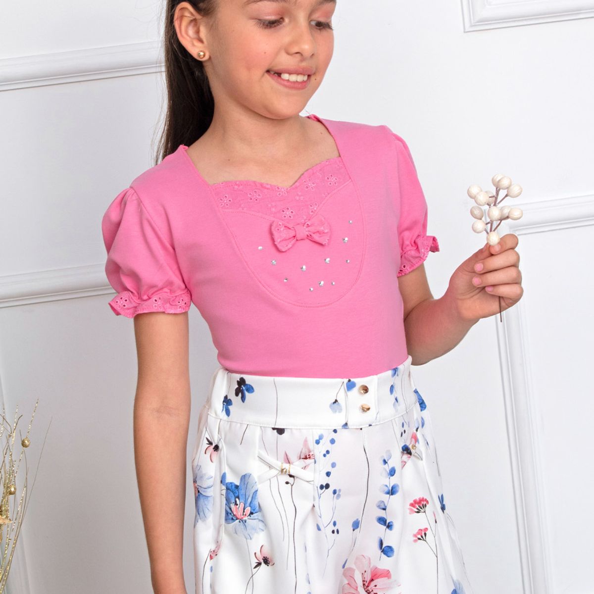 KIDS MASHMELO - BODY CON PIEZA DE BRODERY EN CANESU PARA NIÑA KIDS MASHMELO
