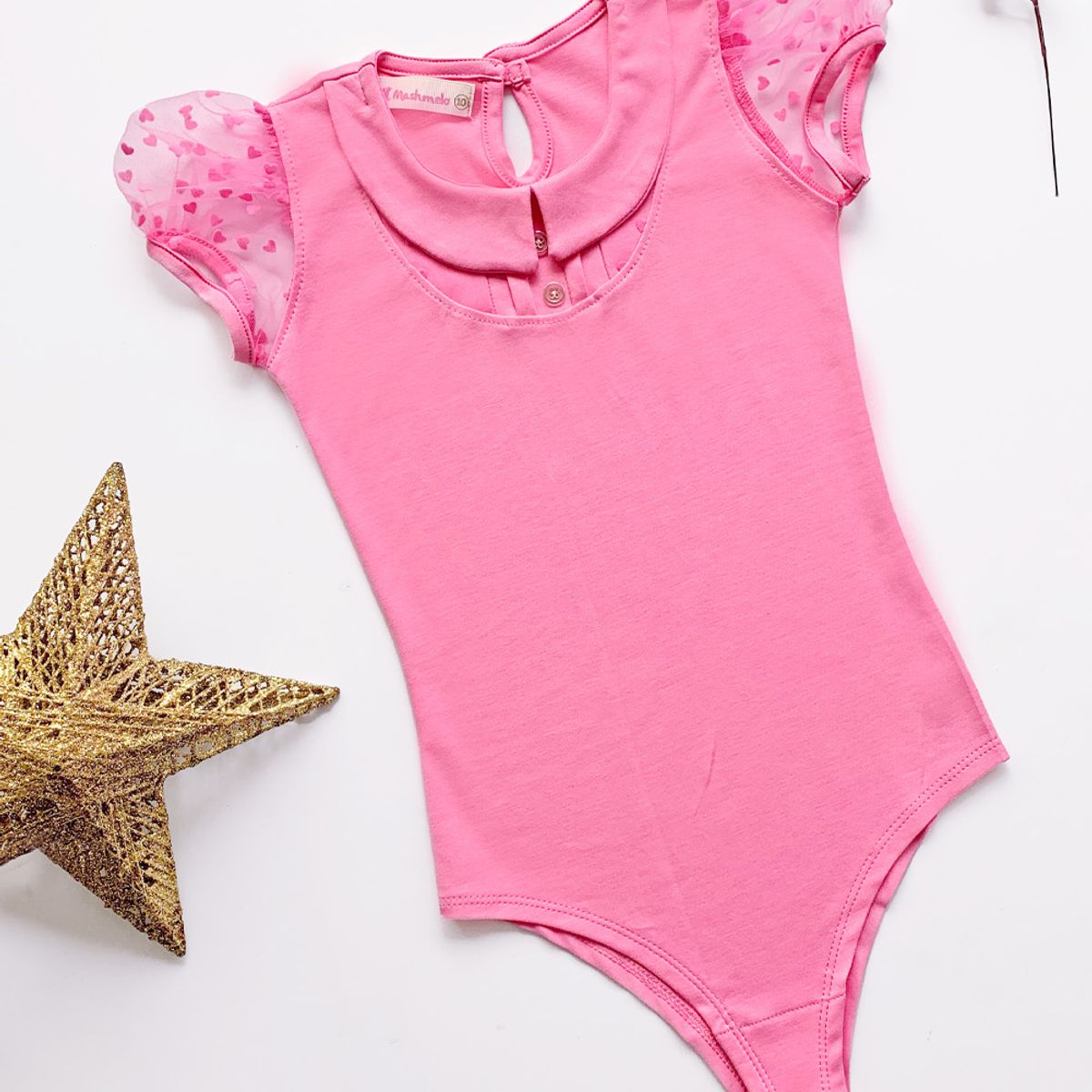 KIDS MASHMELO - BODY CUELLO BB Y MANGAS DE TULL CARRUGADAS PARA NIÑA KIDS MASHMELO