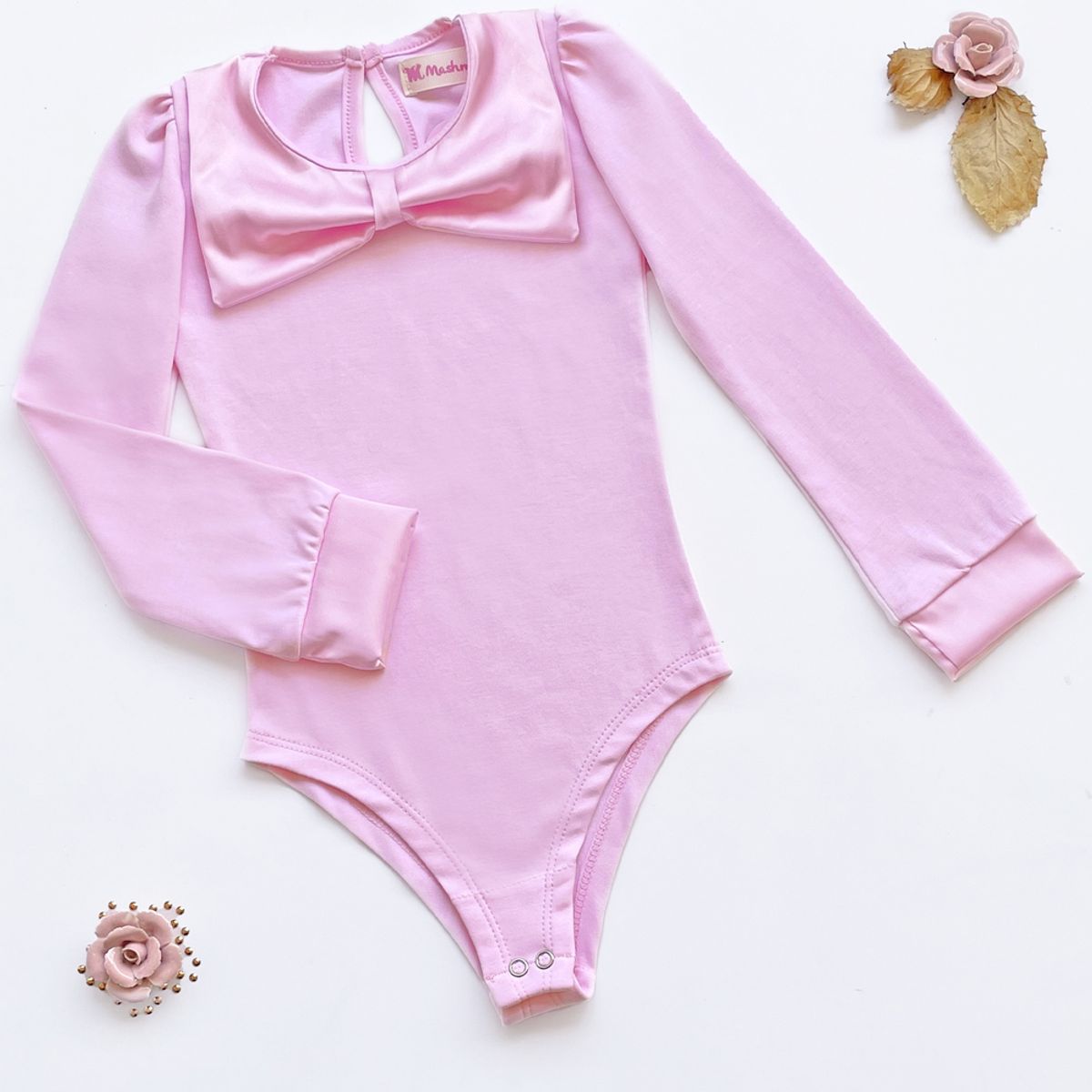 KIDS MASHMELO - BODY CON LAZO DE SEDA Y MANGAS ABULLONADAS PARA NIÑA KIDS MASHMELO