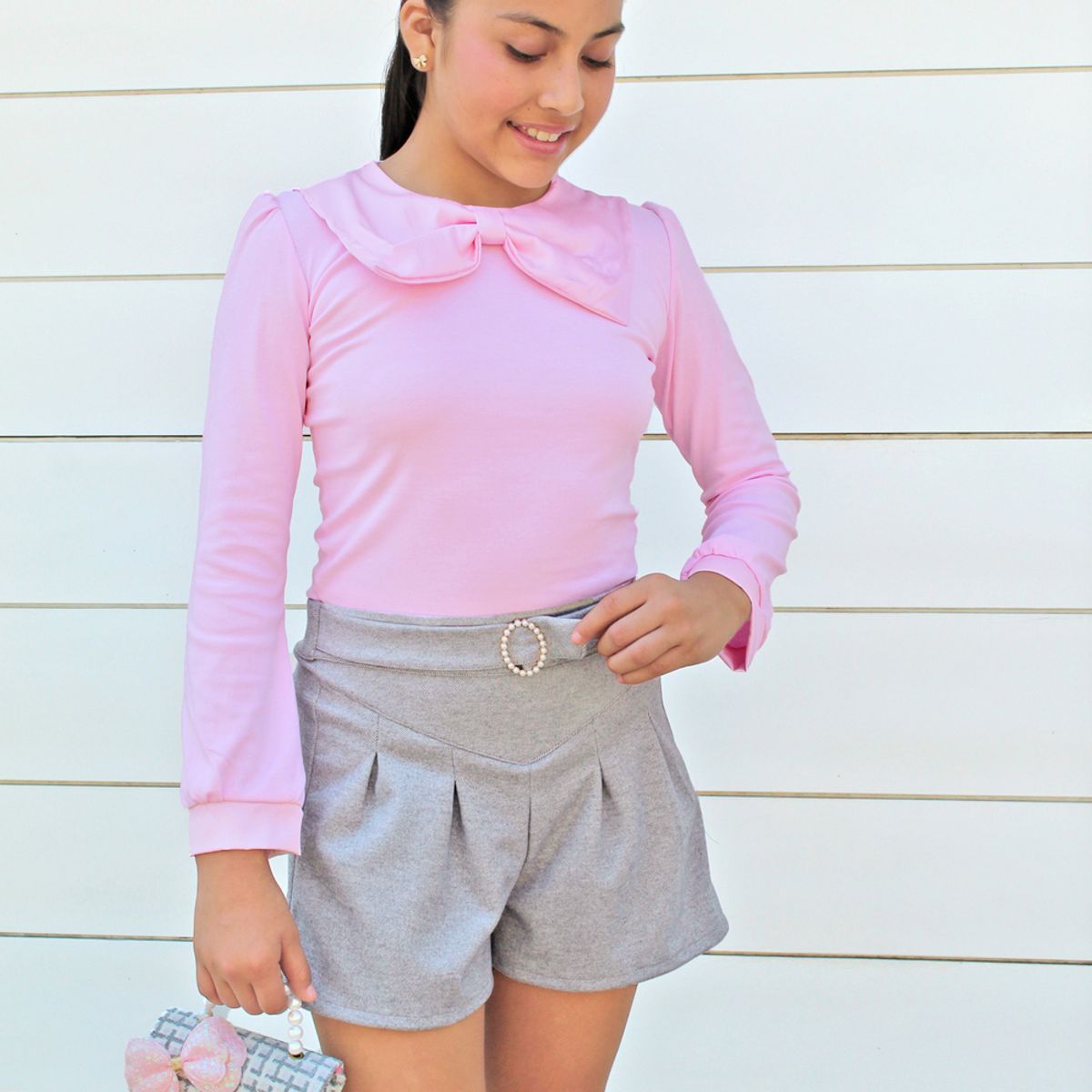 KIDS MASHMELO - BODY CON LAZO DE SEDA Y MANGAS ABULLONADAS PARA NIÑA KIDS MASHMELO