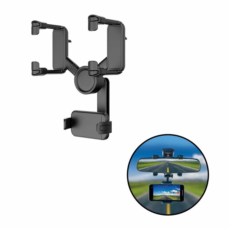 GENERICO - Soporte Celular Móvil 360 Espejo Retrovisor del  Carro / Automóvil
