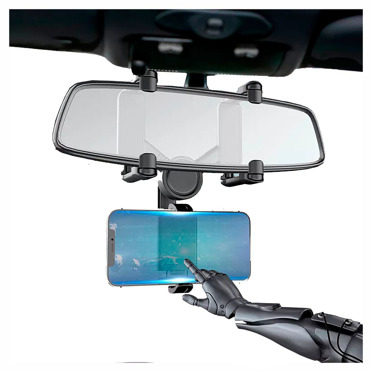 GENERICO - Soporte Celular Móvil 360 Espejo Retrovisor del  Carro / Automóvil