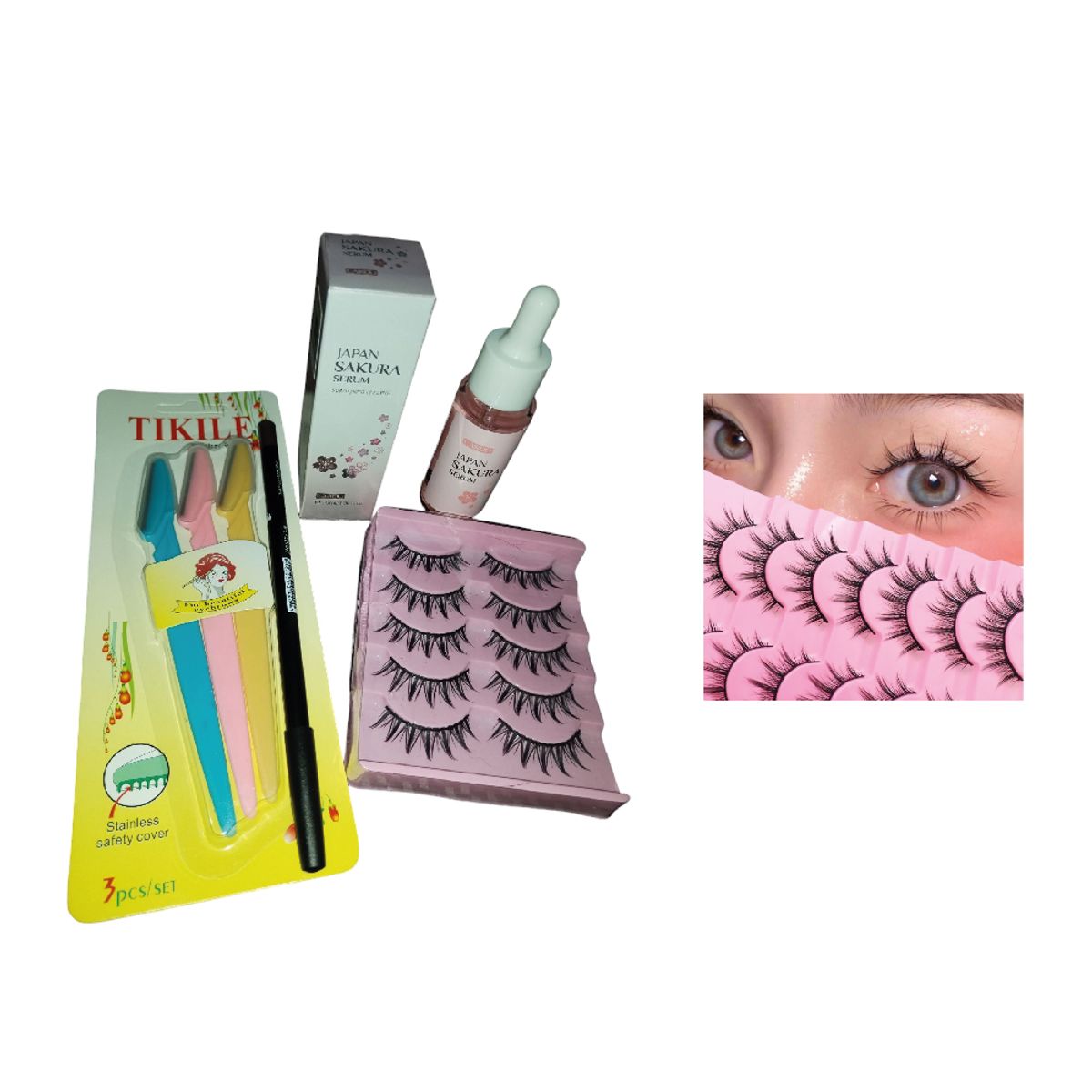 GENERICO - Pestañas tipo anime serum flor de sakura perfilador regalos