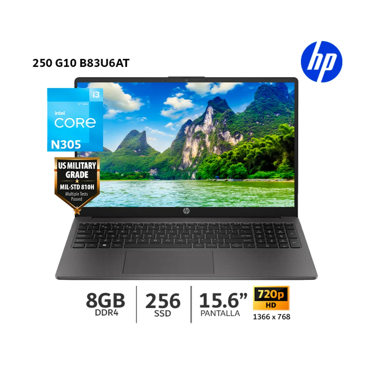 HP - Laptop HP 250 G10 Ci3 N305/ 8Gb Ram/ 256Gb SSD/ 15.6" LED HD-B83U6AT