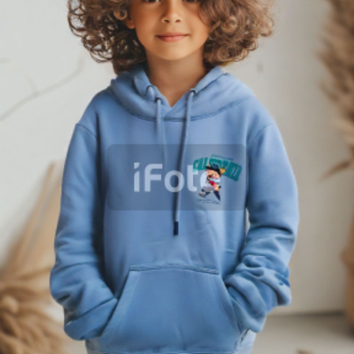 JOHN PRINCE - Polera afranelado niños capucha y estampado con bolsillo canguro