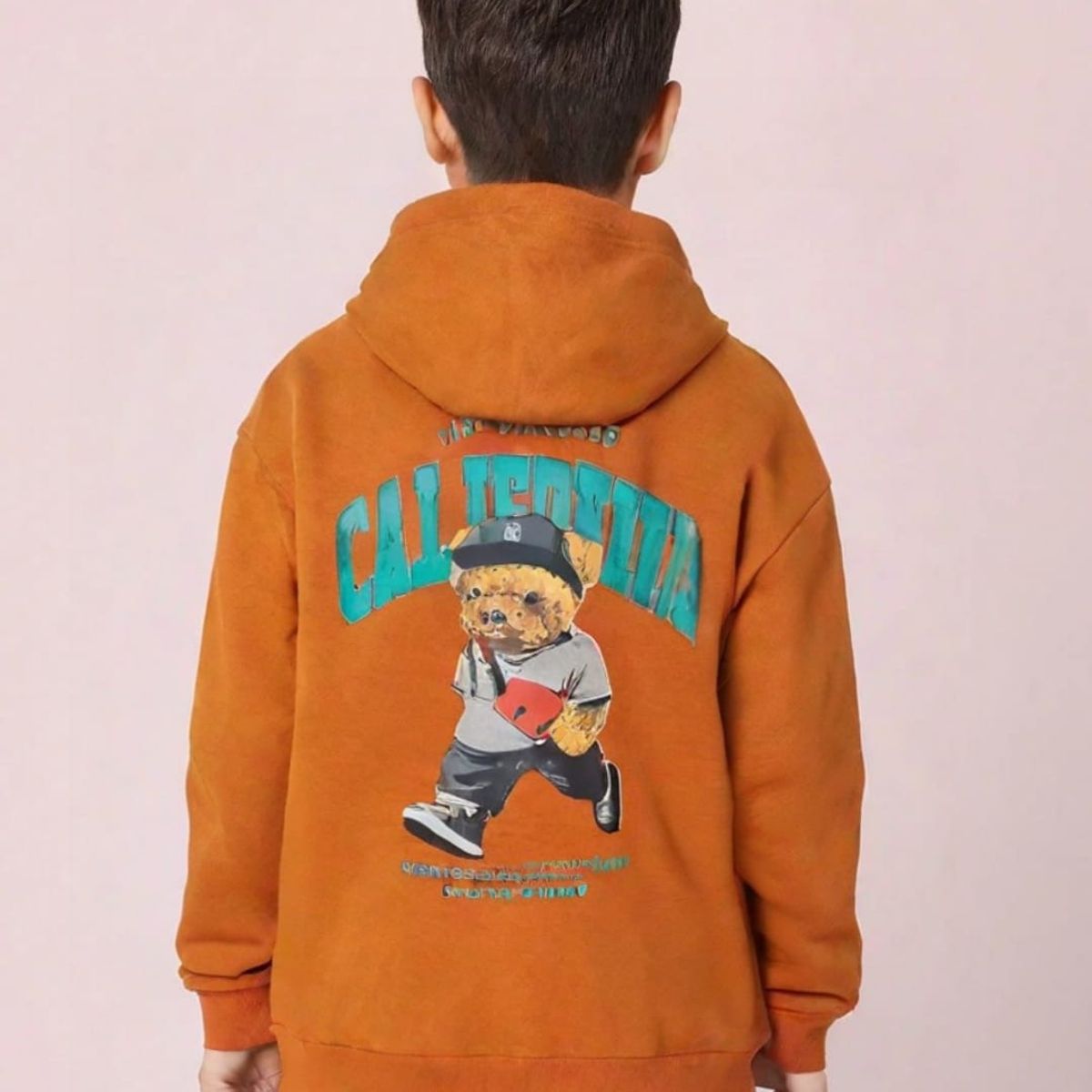 JOHN PRINCE - Polera afranelado niños capucha y estampado con bolsillo canguro