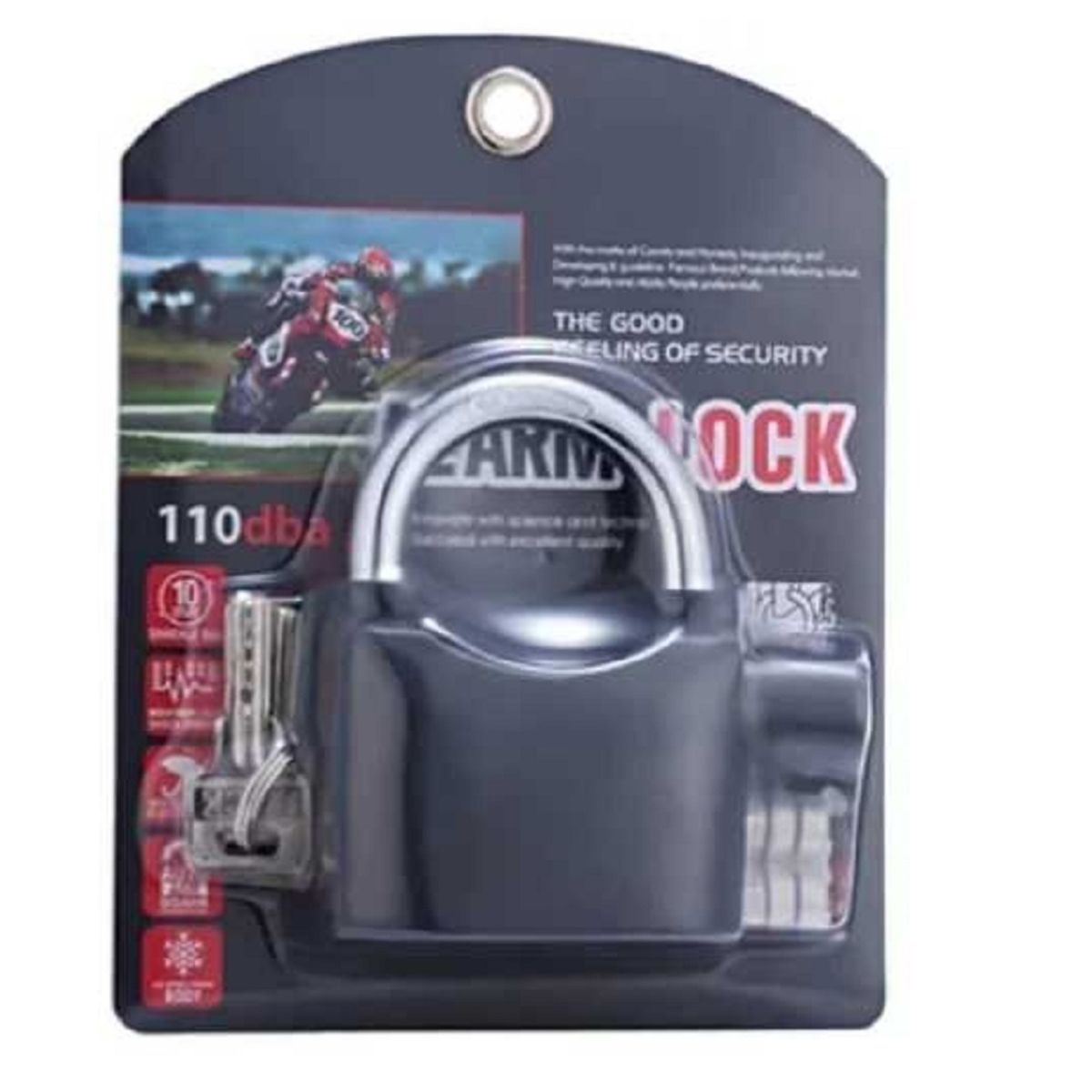 GENERICO - CERRADURA CON ALARMA 110 DB CANDADO PARA MOTOCICLETA