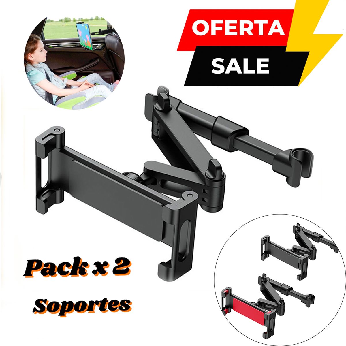 GENERICO - Pack x 2 Soporte retráctil para asiento trasero para tablet celular
