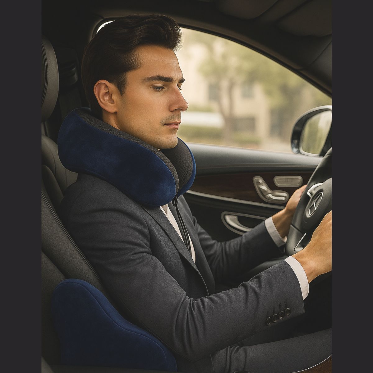 CARJOLLITY - Kit Cojín Ergonómico Cervical PREMIUM De Viaje Dolor Cuello