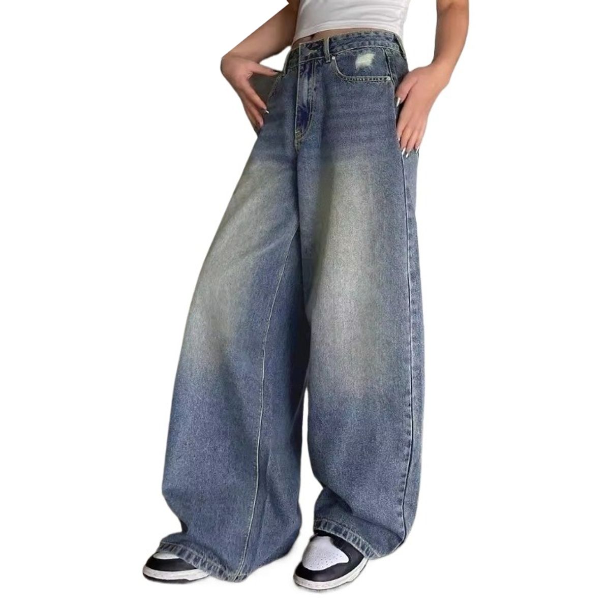 TIOZONEY - Jeans de pierna ancha y corte holgado