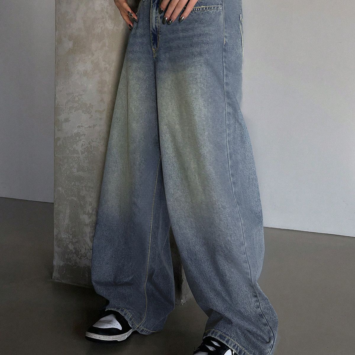 TIOZONEY - Jeans de pierna ancha y corte holgado