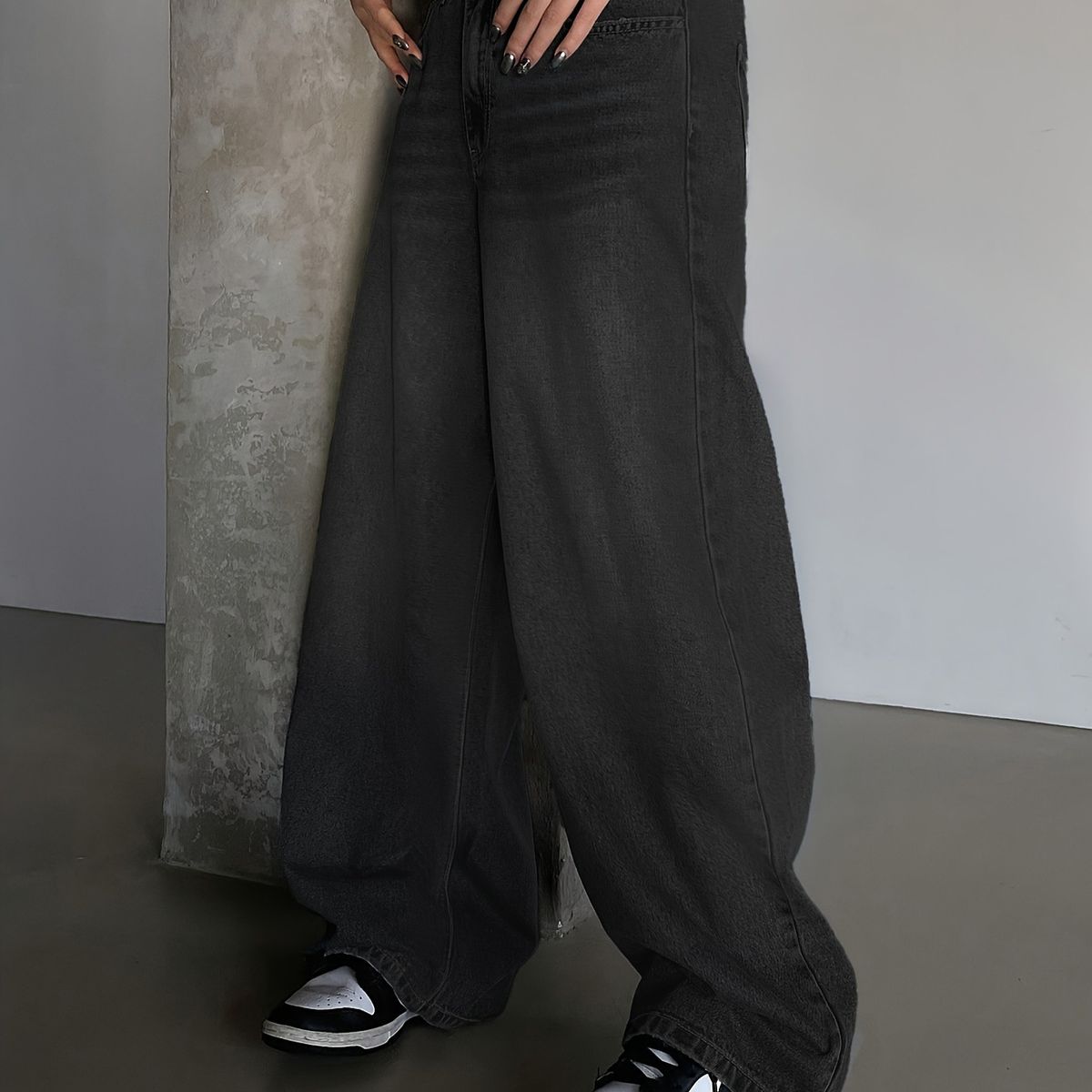 TIOZONEY - Jeans de pierna ancha y corte holgado