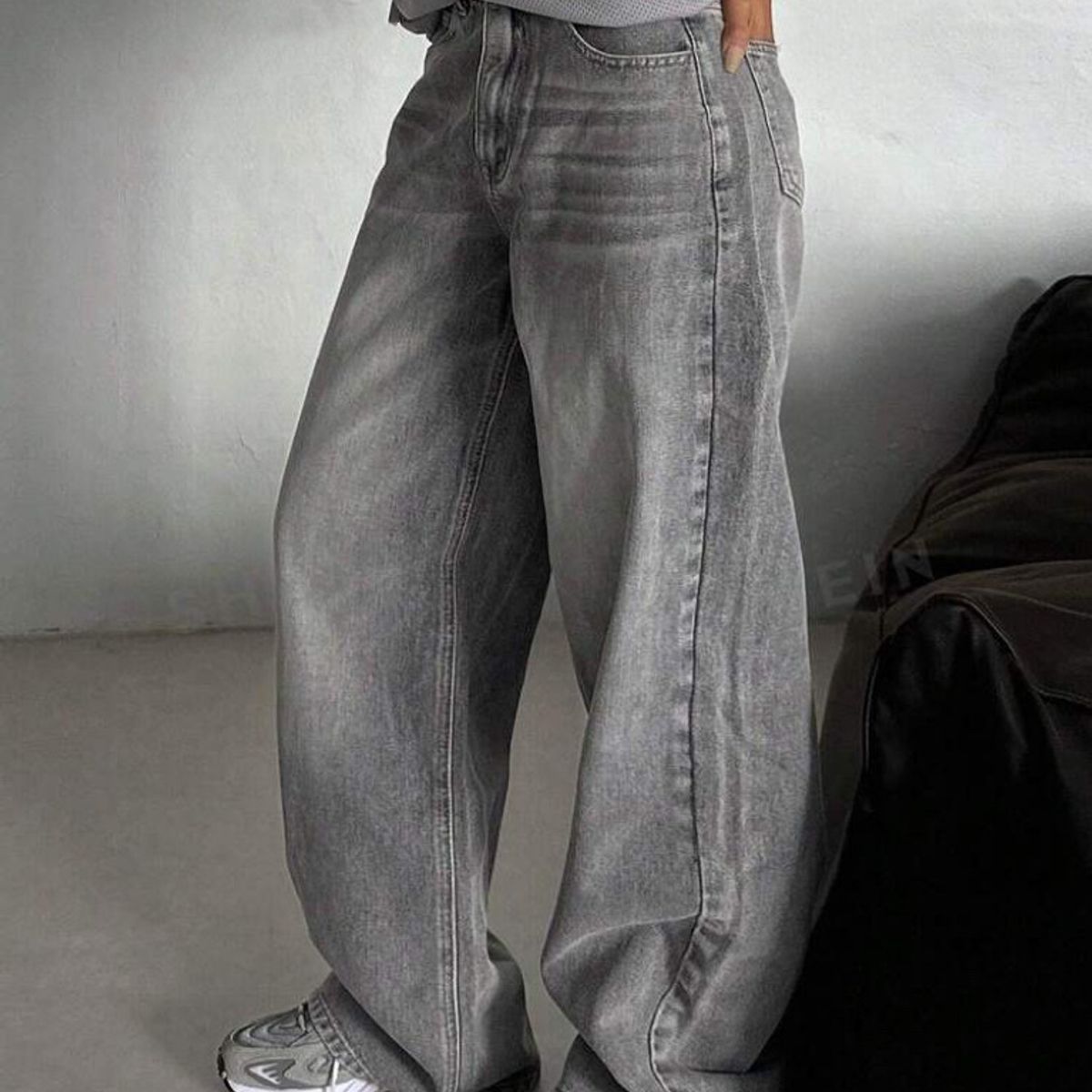 TIOZONEY - Jeans de pierna ancha y corte holgado