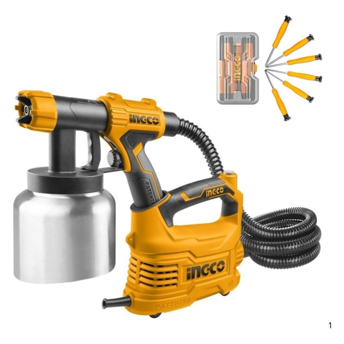 INGCO TOOLS - Pistola de Pintar SPG5008-2 + Set 6 Pz HKSD0618 INGCO