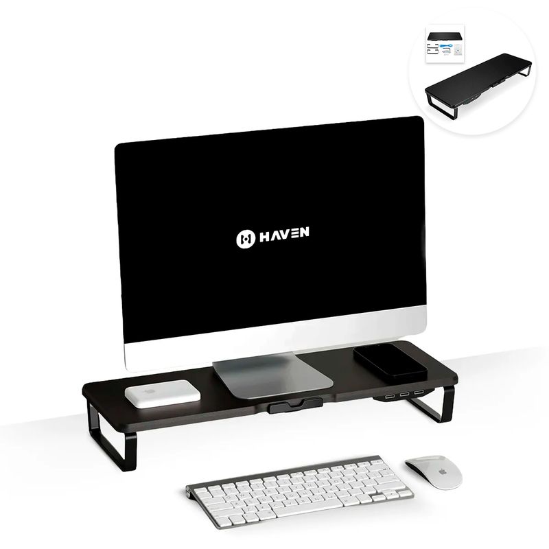 GENERICO - Soporte Base para Monitor Haven M108 Ergonómica USB 3.0 Multiproposito