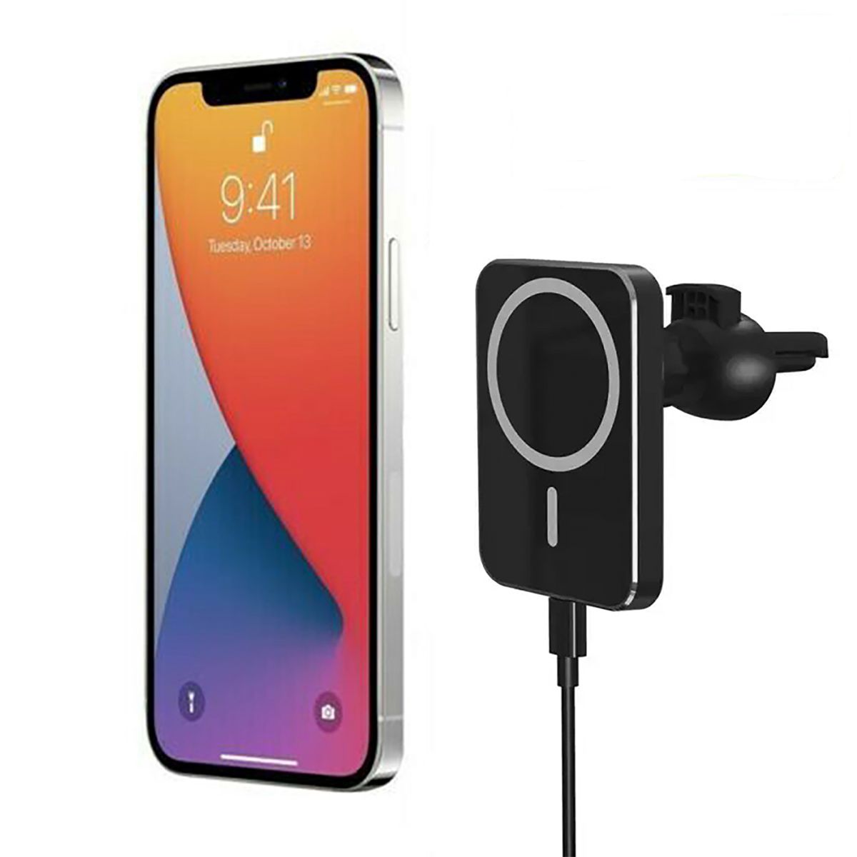 GENERICO - Cargador magnético, teléfono / Iphone 12 a más de auto, Magsafing 15W