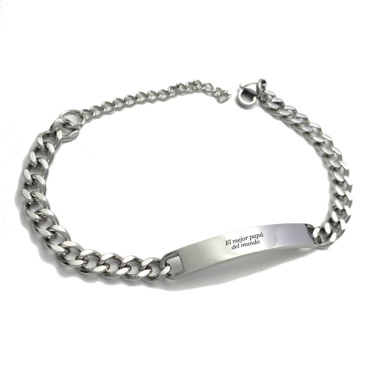 GENERICO - Pulsera para Papá de Acero Inoxidable 316L Grabado “El Mejor Papá del Mundo”  Regalo Día del Padre