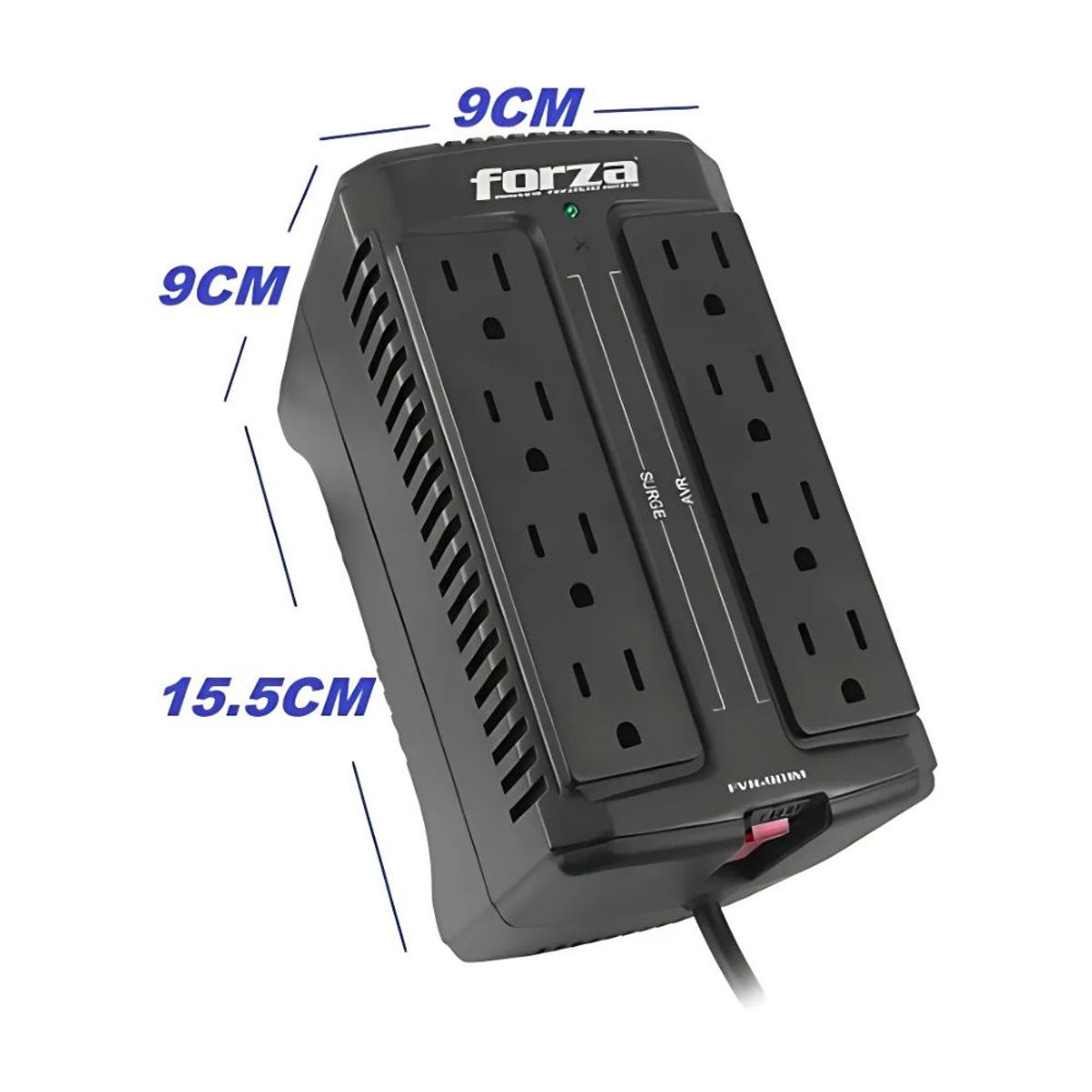 FORZA - Estabilizador Regulador 900va 450w 8 Tomas Color Negro