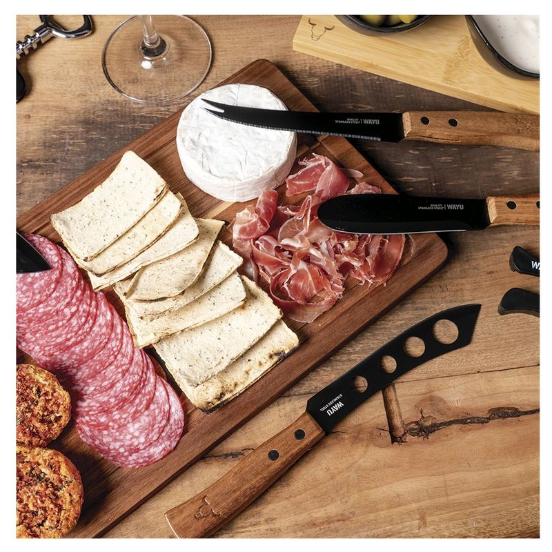 WAYU - SET DE CUCHILLOS APERITIVOS CON TABLA DE MADERA WAYU